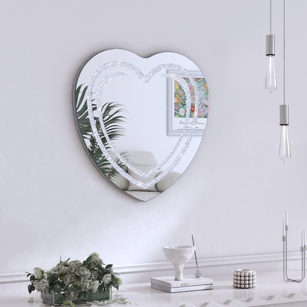 Hpeytaire Modern 12 in. W x 12 in. H Small Specialty Frameless Wall Mounted Bathroom Vanity Mirror in Silver