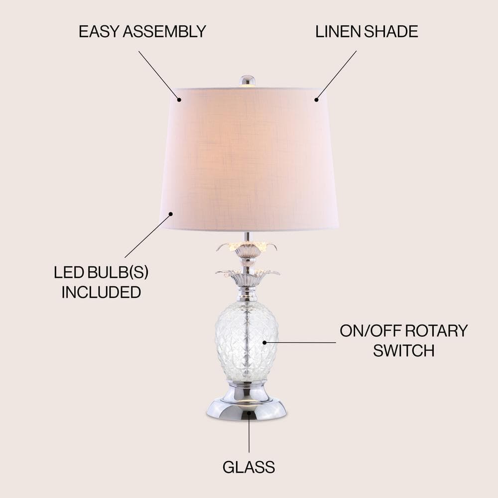 24" Silver Glass Table Lamp with 3-Way Switch