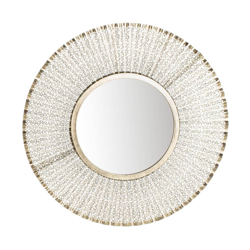 Foster 30.5" Round Silver and Gold Wood Mirror