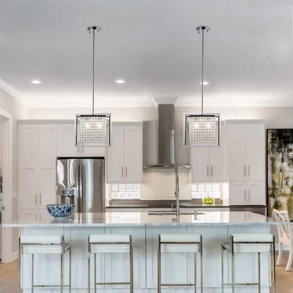 Medinger 4-Light Crystal Glass Square Metal Chandelier UPC014