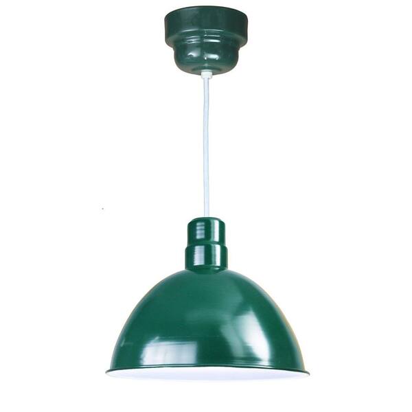 Illumine 1-Light Outdoor Hanging Green Deep Bowl Pendant with Wire Guard