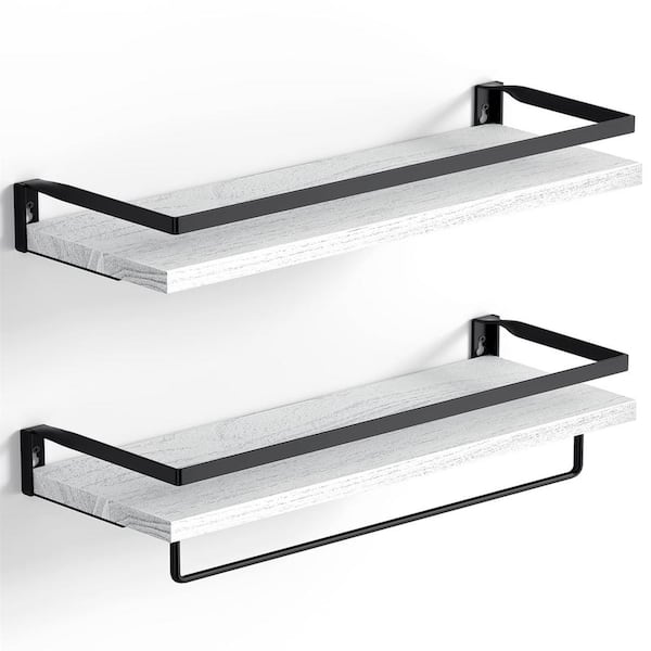 Cubilan 5.9 in. x 16.5 in. x 3.2 in. White Wood Decorative Wall Shelves with Brackets
