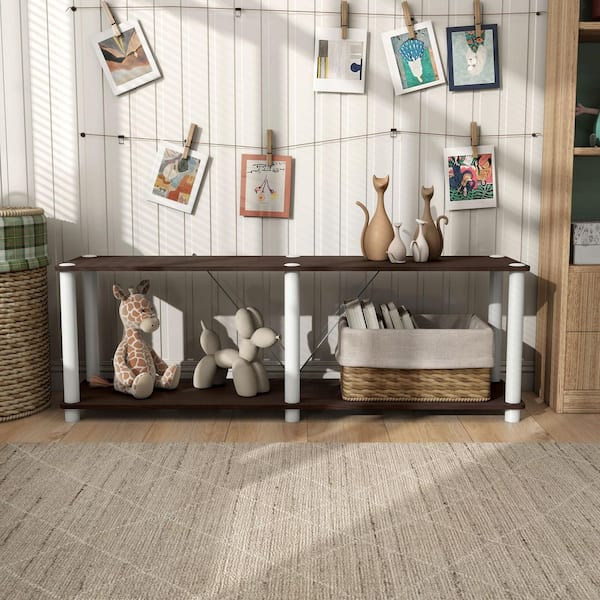Furniture of America Quincy 16.1 in. Tall Espresso Engineered Wood Wide 2-Shelf Modular Bookcase With Support Rods