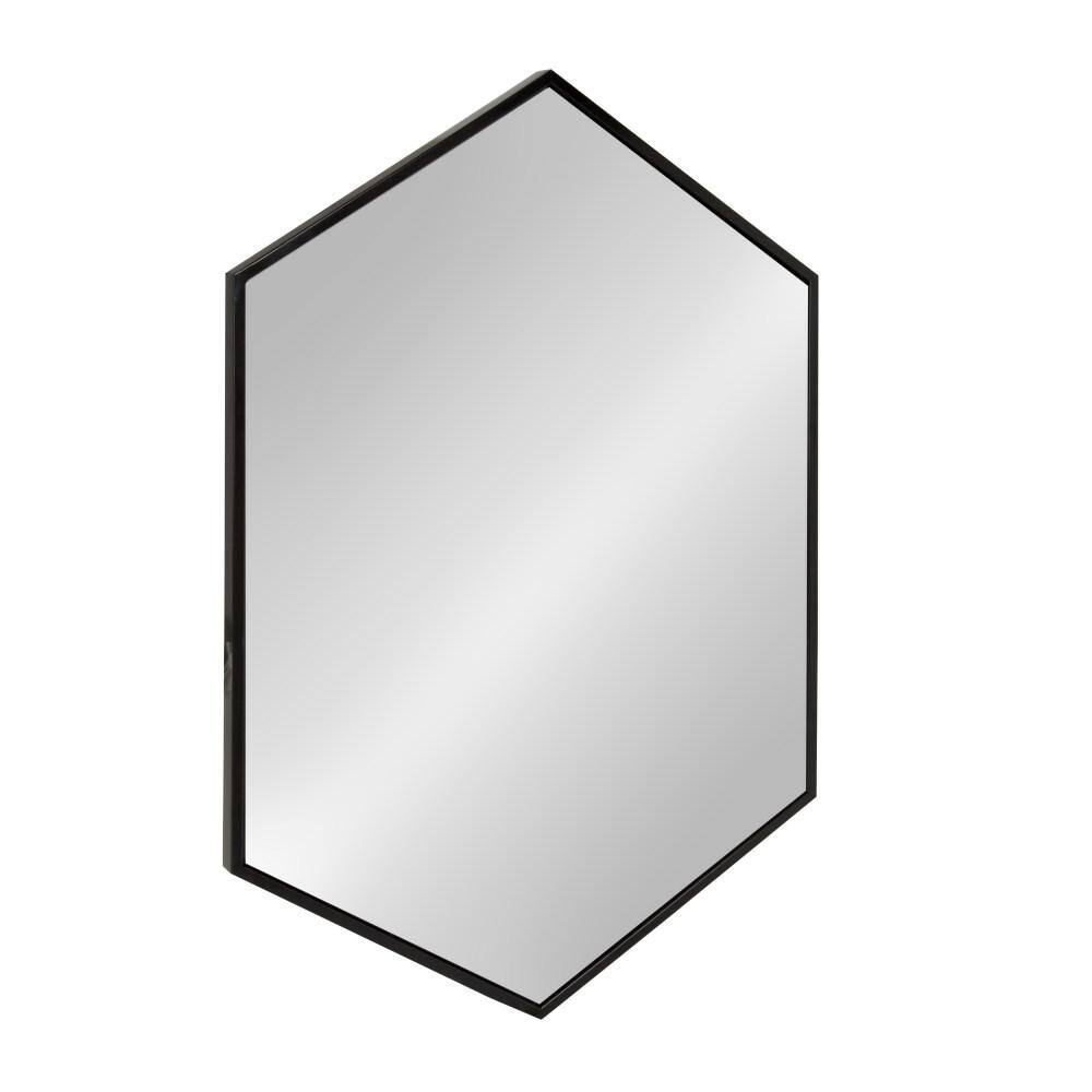 Elegant Hexagon Black Iron Wall Mirror, 31x22 Inch