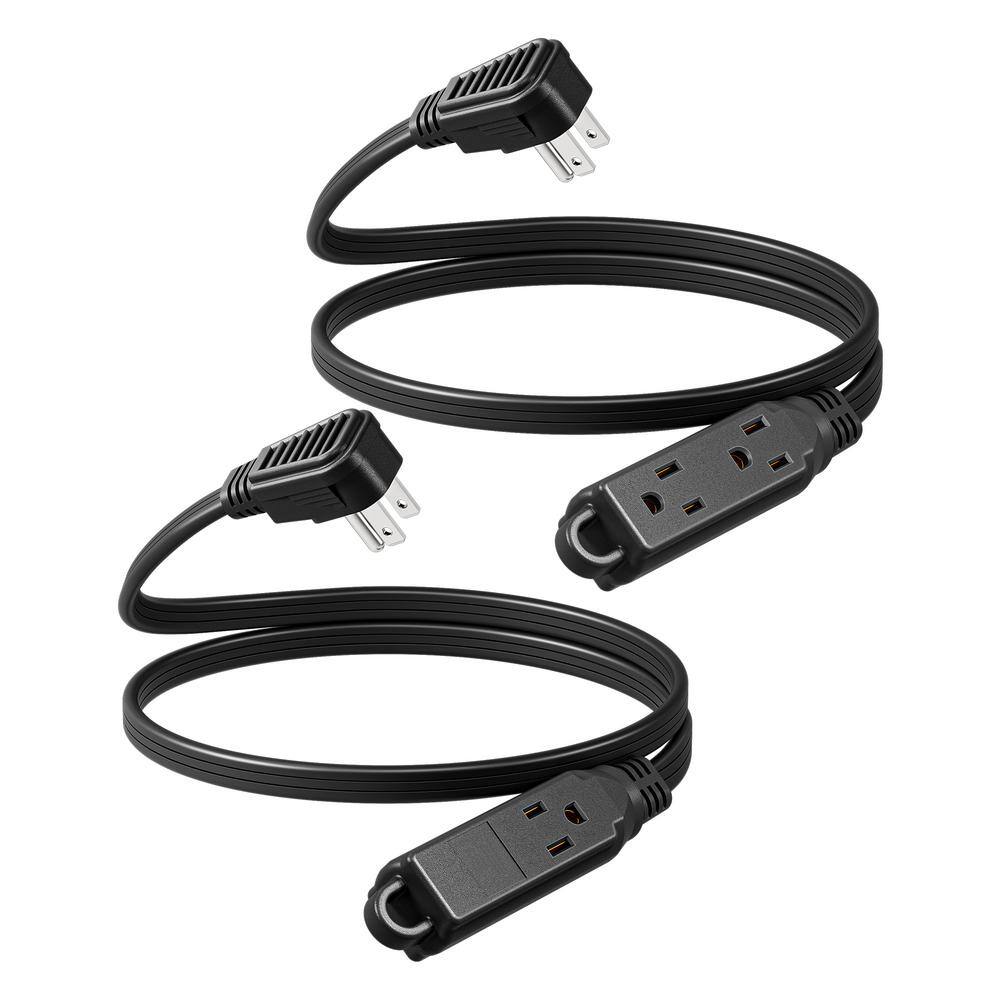 3 ft. 16/3 Awg Indoor Extension Cord with 3-Prong 3 Outlets and SPT-3 Cord, Black, 2 Pack price history on PriceWatchPro