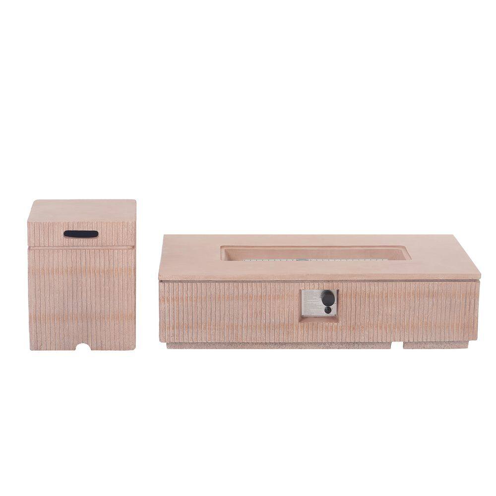 Harlon Patio 50000 BTU Propane Natural Travertine Rectangle Magnesium Oxide(MGO) Outdoor Fire Pit Table with Tank Holder price history on PriceWatchPro