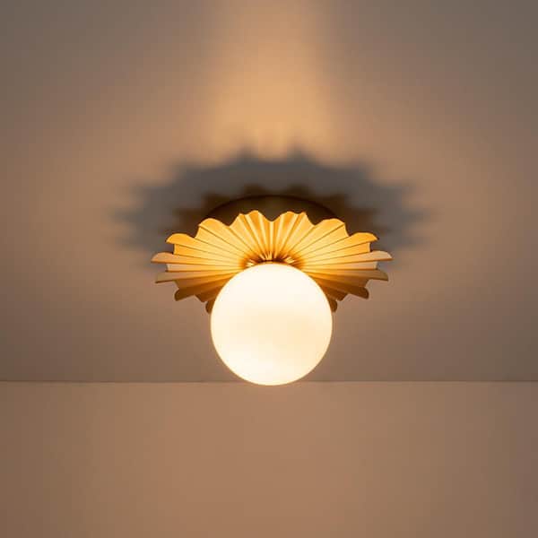 HUOKU Ceder 1-Light 11.8 in.W Paint Gold Flush Mount Modern