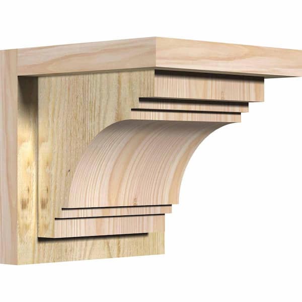 Ekena Millwork 8 in. x 8 in. x 8 in. Douglas Fir Pescadero Rough Sawn Corbel with Backplate