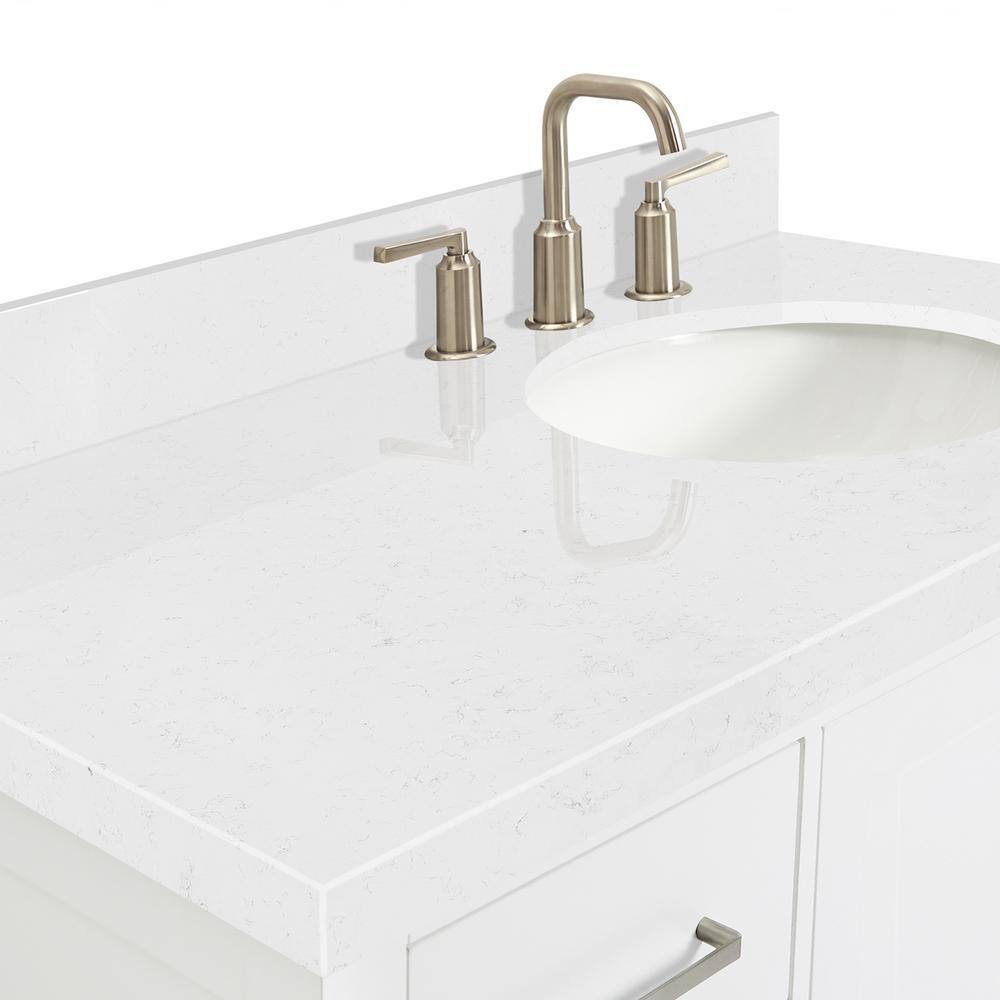 Cambridge 42" White Hardwood Freestanding Single Vanity Set