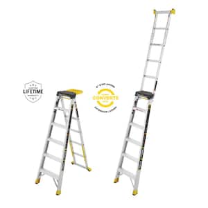 14 ft. Reach Aluminum 2-in-1 Extension Multi-Position Ladder with Project Bucket, 300 lbs. Capacity, Type 1A Duty Rating