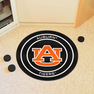 Auburn Black 2 ft. Round Hockey Puck Accent Rug