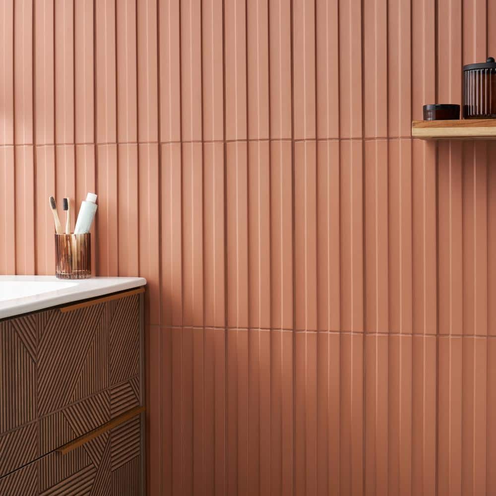 Terracotta 6x18 Matte Porcelain Fluted Wall Tile