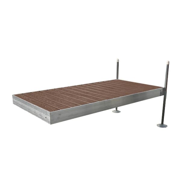 Tommy Docks 8 ft. Straight Aluminum Frame with Brown Composite Decking Complete Dock Package