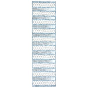 Easy Care Ivory/Grey 2 ft. x 8 ft. Machine Washable Striped Geometric Abstract Runner Rug