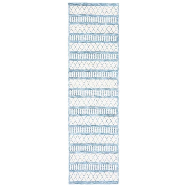 SAFAVIEH Easy Care Ivory/Grey 2 ft. x 8 ft. Machine Washable Striped Geometric Abstract Runner Rug
