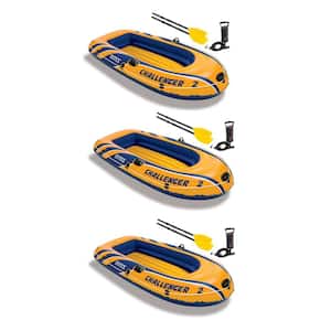 Inflatable 2 Person Floating Boat Raft Set w/Oars & Air Pump (3-Pack)