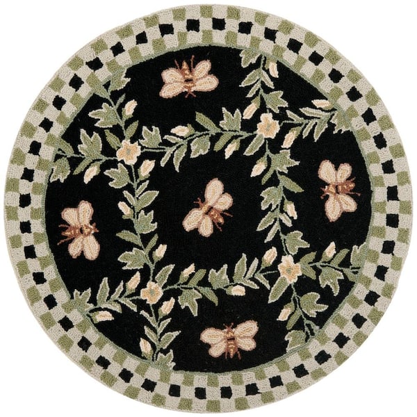 SAFAVIEH Chelsea Black 4 ft. x 4 ft. Gradient Border Floral Round Area Rug  HK311A-4R - The Home Depot