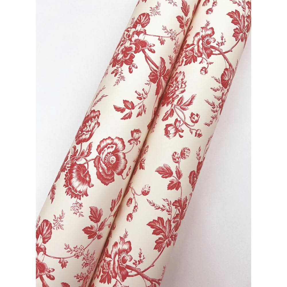 French Red Floral Toile Wallpaper Roll