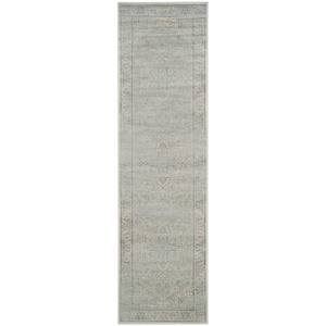 Vintage Light Blue 2 ft. x 8 ft. Distressed Floral Runner Rug