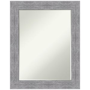 Bark Rustic Grey 23 in. x 29 in. Petite Bevel Farmhouse Rectangle Framed Bathroom Wall Mirror in Gray