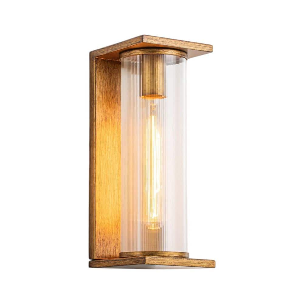Robert 13 in. 1-Light Vintage Cylinder Antique Brass Outdoor Wall Sconce Lantern with Clear Ribbed Glass price history on PriceWatchPro