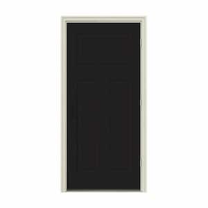 34 in. x 80 in. 3-Panel Craftsman Black Painted Steel Prehung Left-Hand Outswing Front Door w/Brickmould