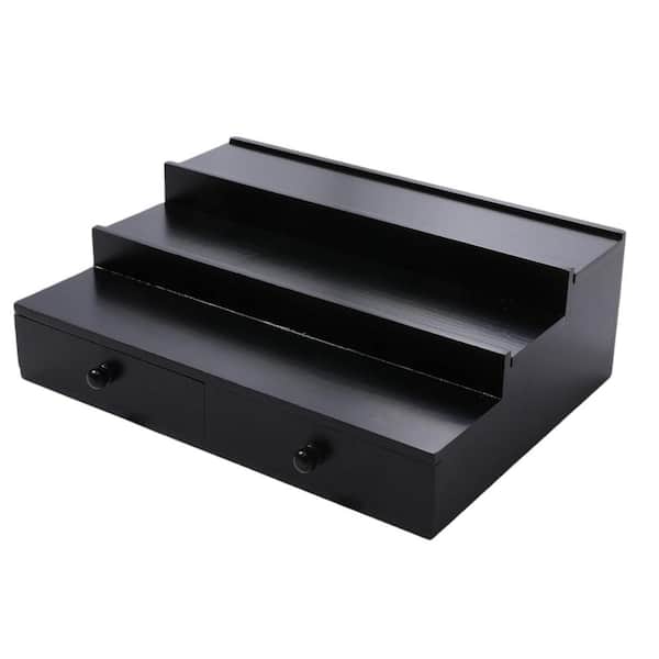 Afoxsos Cologne Organizer with Drawer and Hidden Compartment in Black