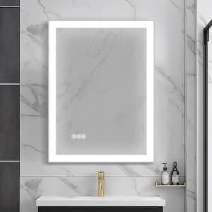 KARA 24 in. W x 36 in. H Large Rectangular Frameless Anti Fog Wall Mount LED Light Bathroom Vanity Mirror