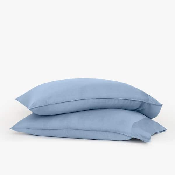 BUFFY 2-Piece Dark Blue Eucalyptus TENCEL Lyocell Linen Standard Pillowcases