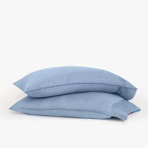 2-Piece Dark Blue Eucalyptus TENCEL Lyocell Linen Standard Pillowcases