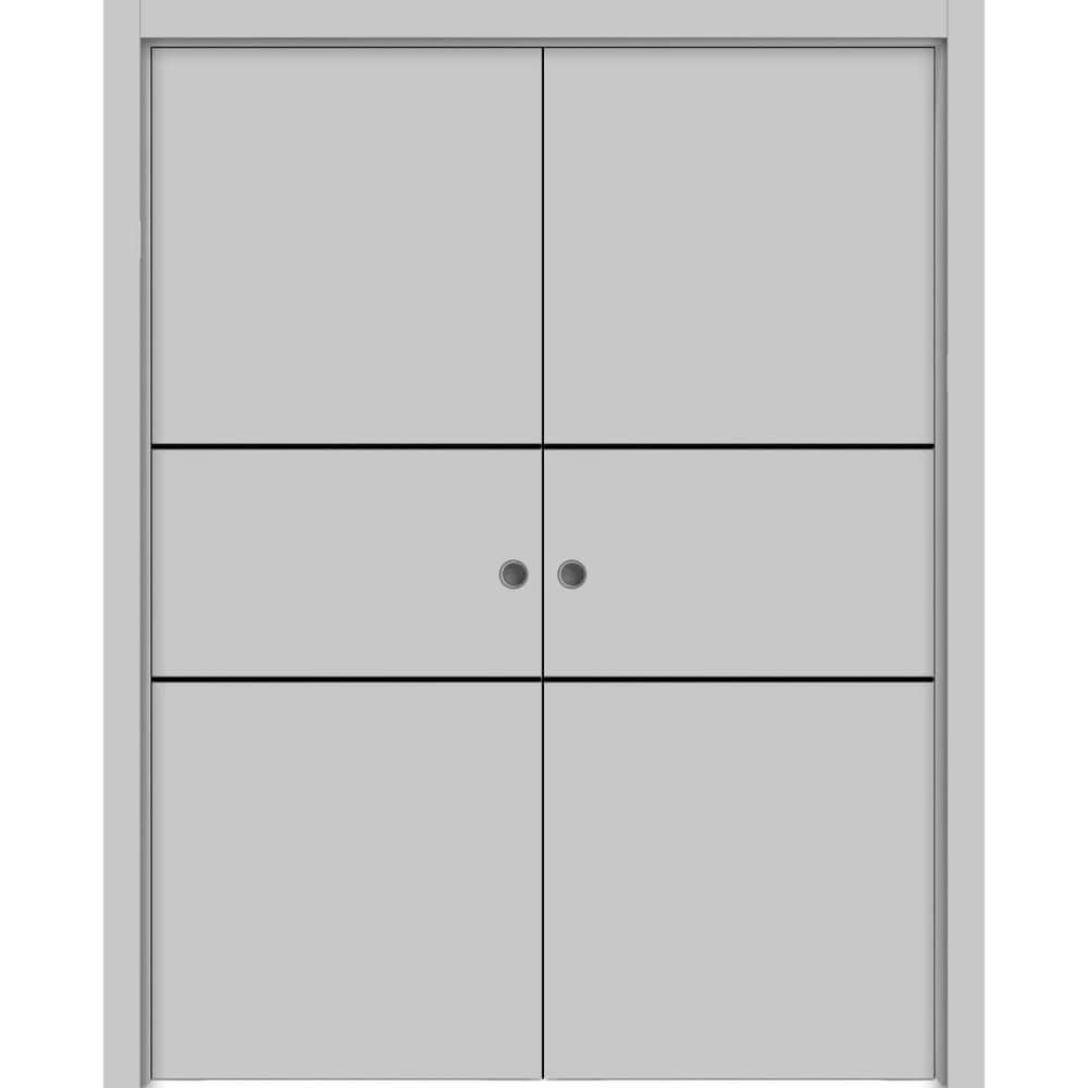 72 in. x 80 in. 2 Panel Matte Grey Finished Solid Wood with Honeycomb Sliding Door with Hardware price history on PriceWatchPro