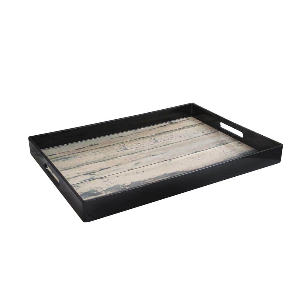 Beige/Black Polypropylene Rectangular Tray