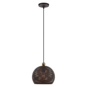 Dublin 1 Light Bronze with Antique Brass Accents Pendant