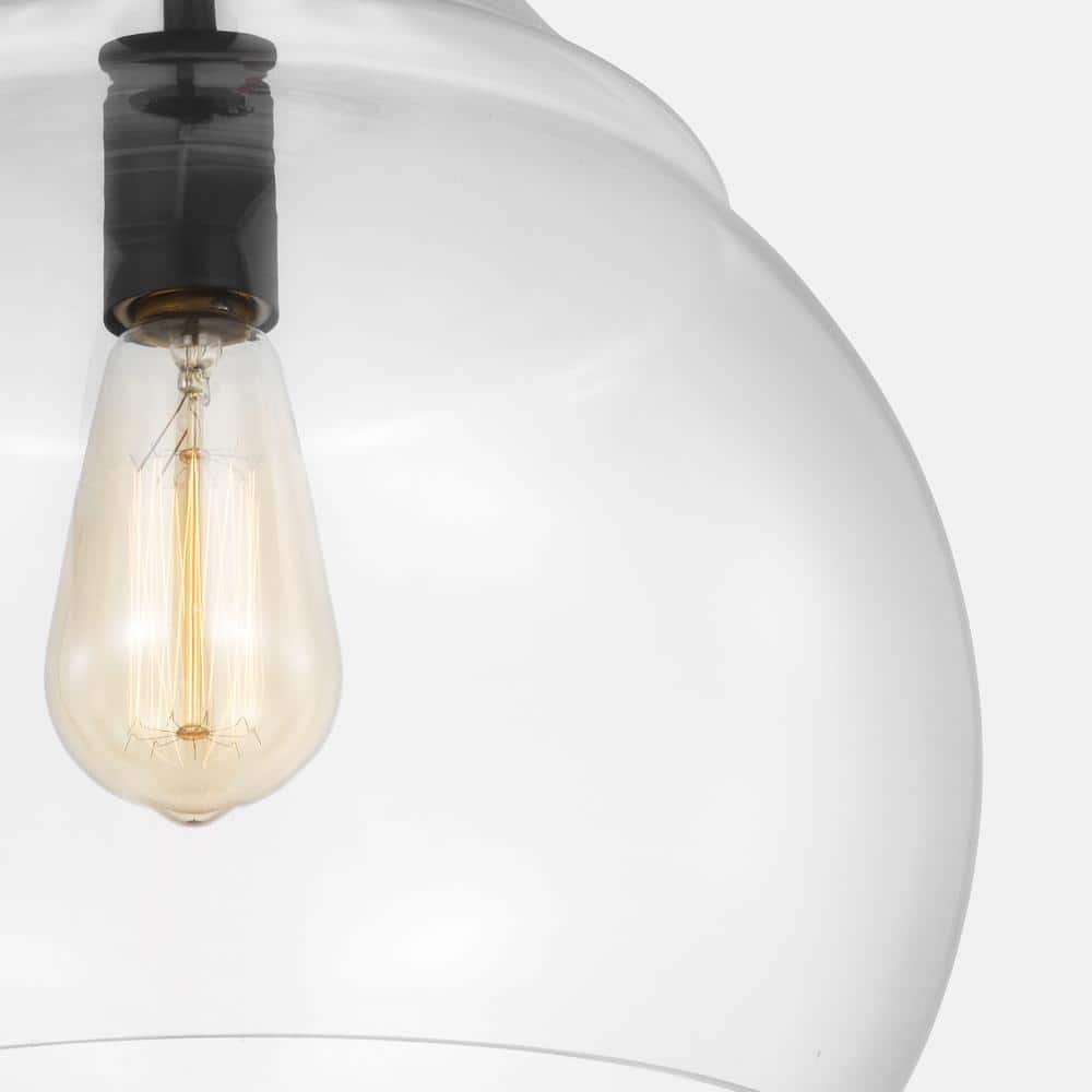 Midnight Black Clear Glass Indoor/Outdoor Pendant Light