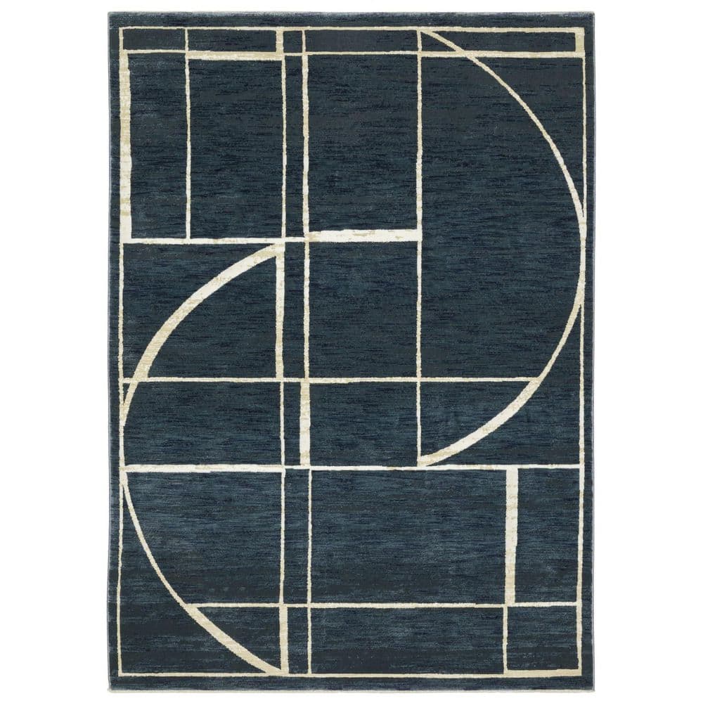 7' X 10' Blue And Ivory Geometric Area Rug price history on PriceWatchPro