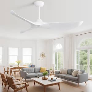 52 in. Indoor/Outdoor White Ceiling Fan with Remote Control and Reversible Motor