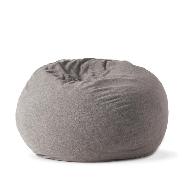 Noble House Mead Gray-Shearling 5-Foot Bean Bag 94254 - The Home Depot