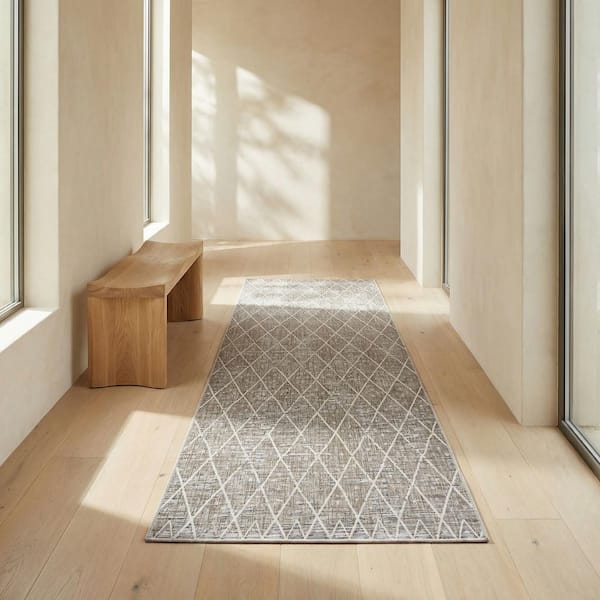 Charm Thicket Twig 2 ft. x 7 ft. Transitional Flatwoven Geometric Polypropylene Runner Indoor/Outdoor Area Rug