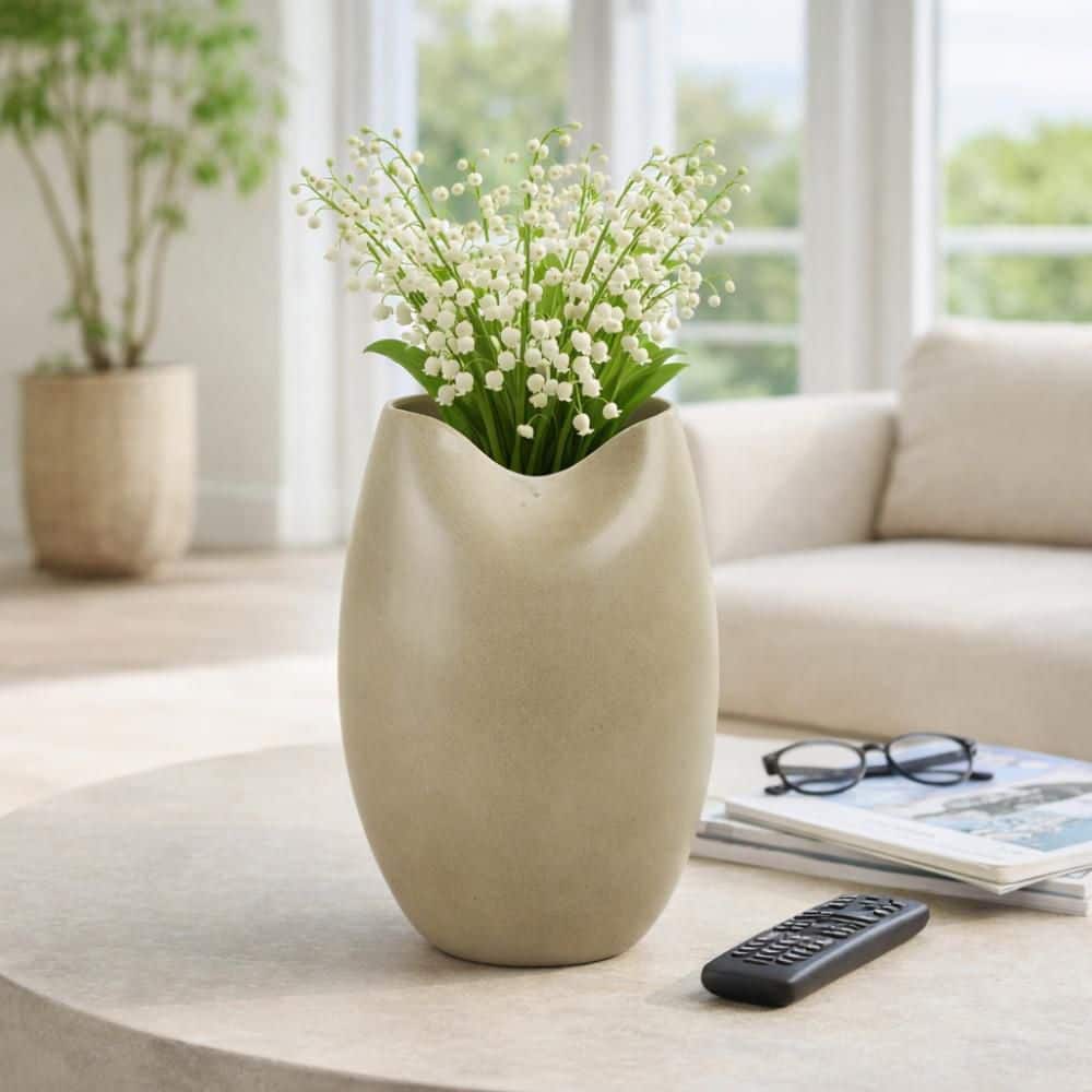 12 in. Brown Ceramic Oval Modern Sculptural Decorative Vase price history on PriceWatchPro