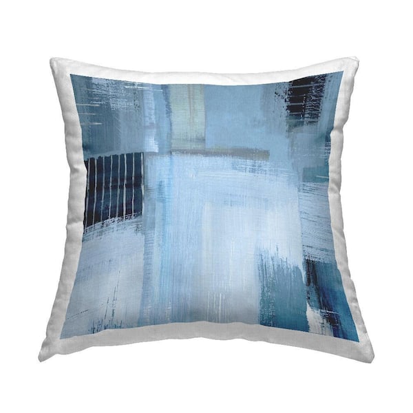 Crosshatched Woven Abstract Blue Abstract Polyester 18 in. X 18in. Throw Pillow