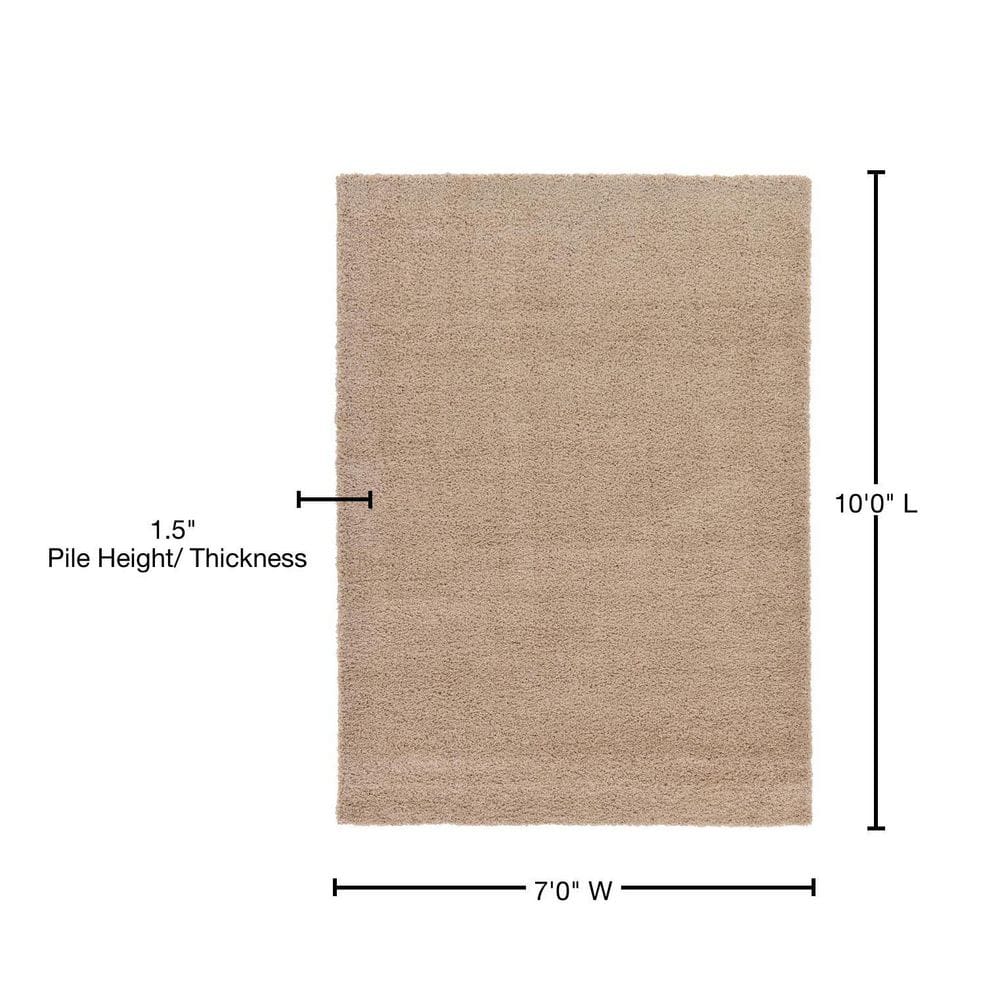 Reversible Blue and Brown Solid Shag Rectangular Rug