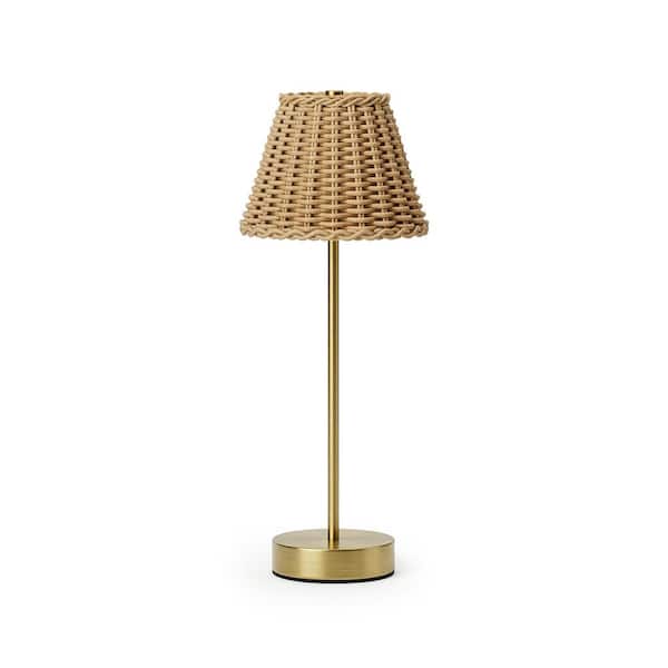 Tangent Bell Bell + Howell 14 in. Gold/Tan Rechargeable Integrated LED Woven Indoor ...