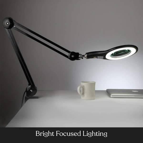 Eccomum LED Magnifying Magnifier Glass with Light on Stand Clamp Arm Hands  Free Black 