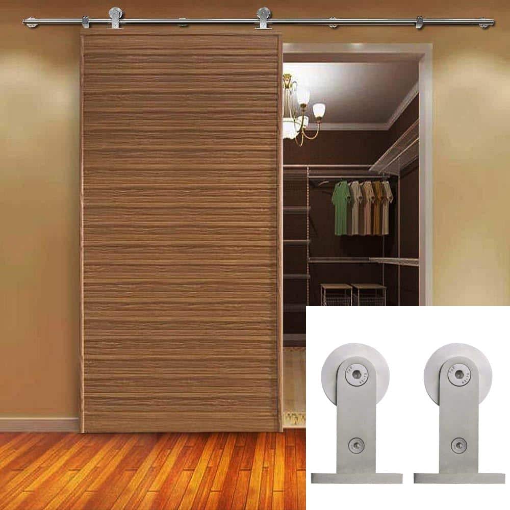 Winston 79.2" Stainless Steel Sliding Barn Door Hardware Kit