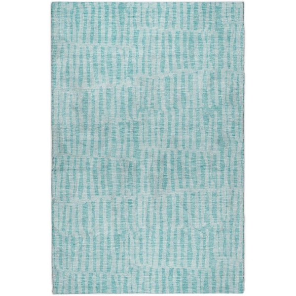 Dream Shag Premium Machine Washable Abstract ADS674 Teal 9 ft. x 12 ft. Area Rug