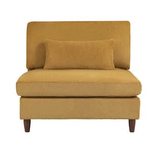 Luxury Orange Corduroy Fabric Armless Chair with 1 Pillow (Set of 1)