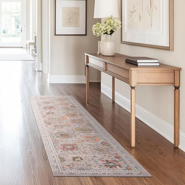 Crestwood Gray 2 ft. x 8 ft. Oriental Indoor Area Rug