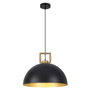 1-Light Black Single Metal Dome Large Size Industrial Pendant Lighting with No Bulbs Included