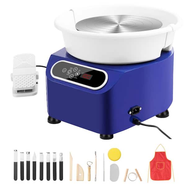Pottery Wheel, 10 in., 350 W Electric, with Foot Pedal and LCD Touch Screen, for DIY Art Craft, Shaping Tools, Blue