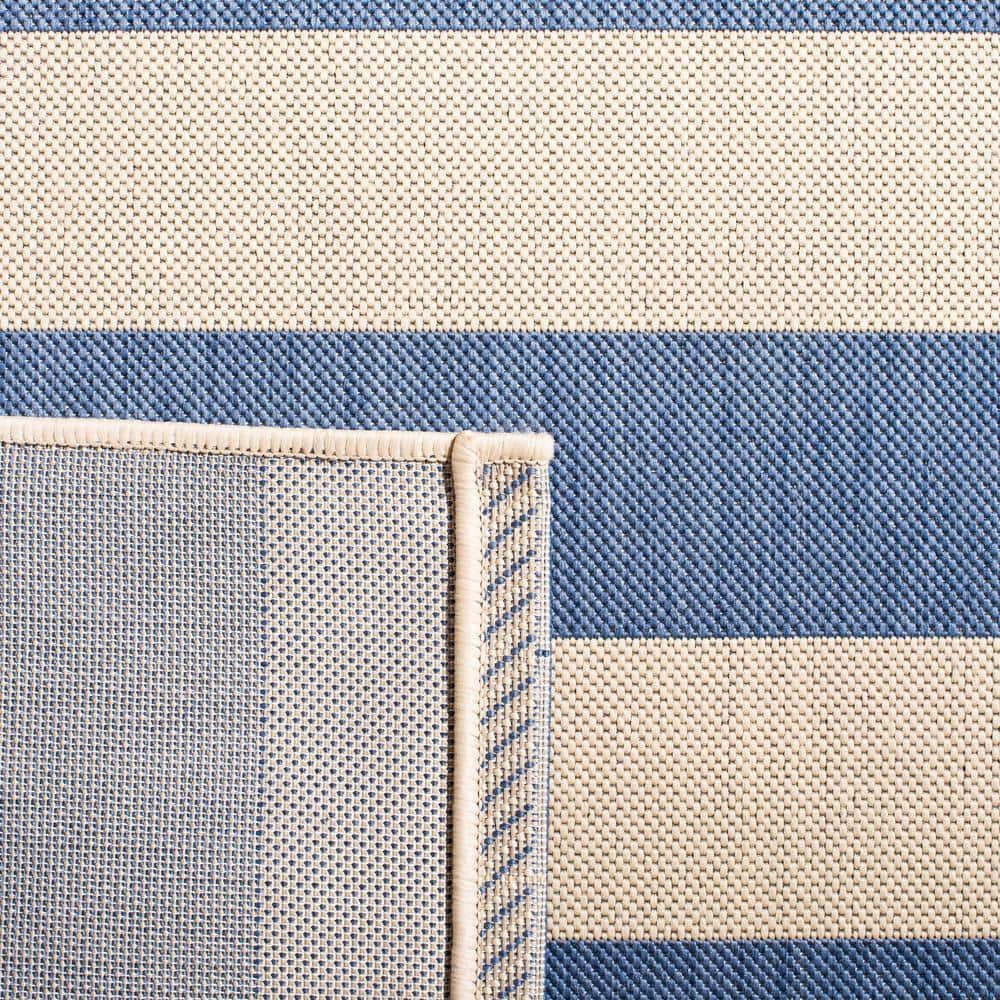 Blue Rectangular Stain-Resistant Synthetic Outdoor Rug